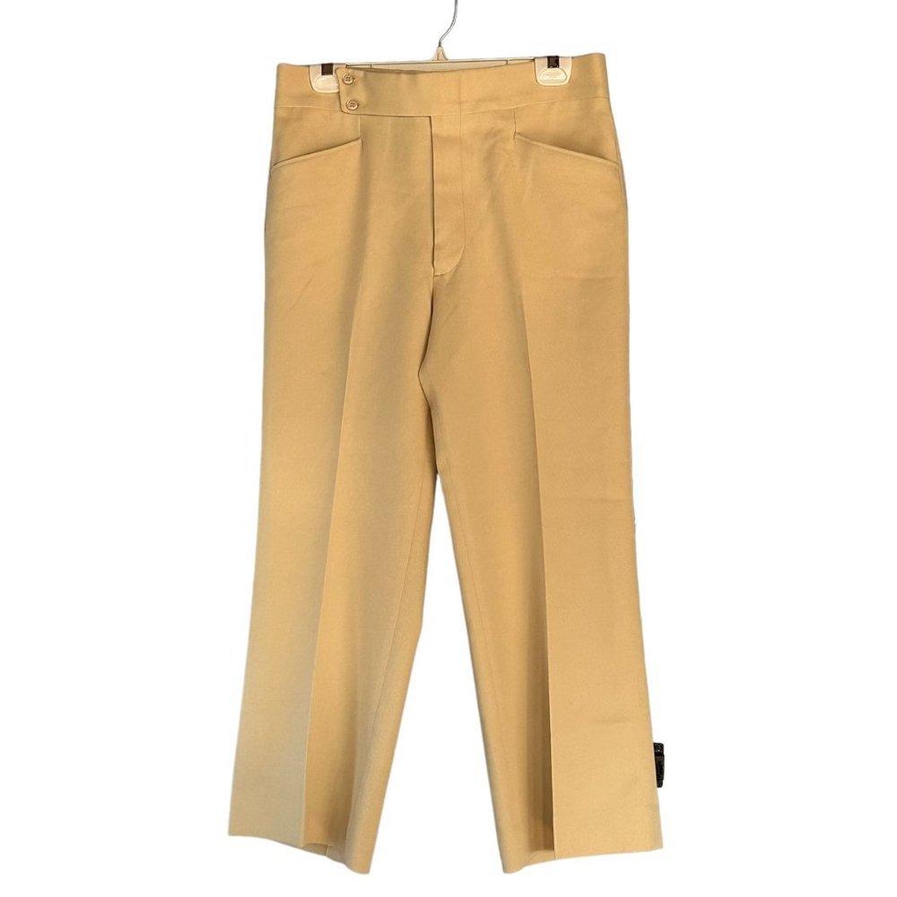 Vintage 70s-80s FlexSlax Gold Pants sz 34 Tab Stretch Waistband Yellow FLAWED